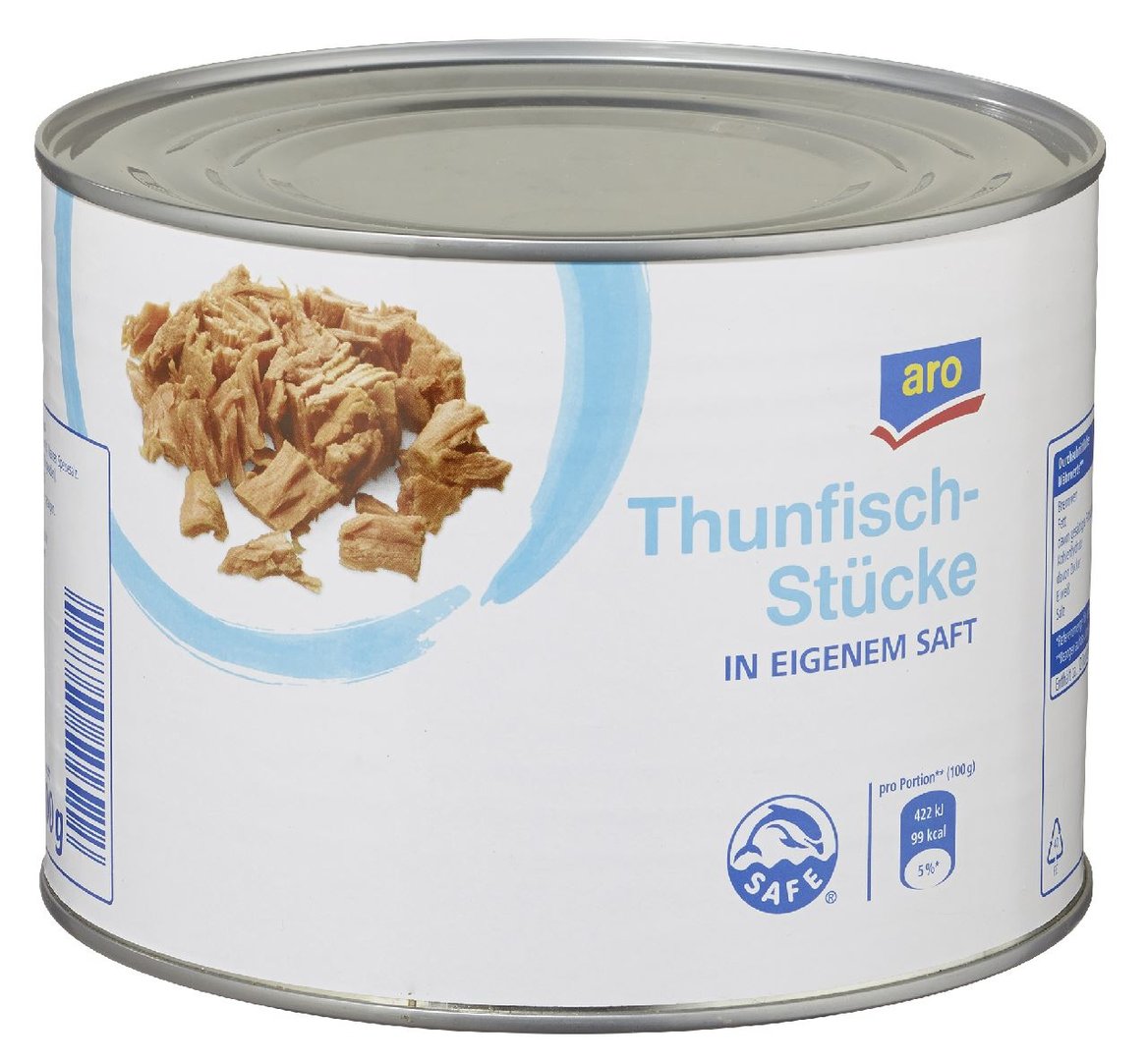 aro - Thunfischstücke in eigenem Saft - 1,705 kg Dose