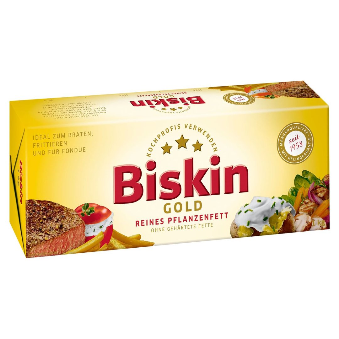 Biskin - Gold Reines Pflanzenfett 100 % Fett - 1 x 1 kg Packung