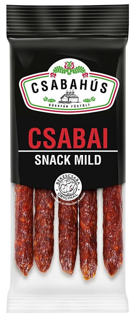 Csabahus - Original Ungarischer Salamisnack Mild Schwein/Rind Sticks HU - 1 x 100 g Packung