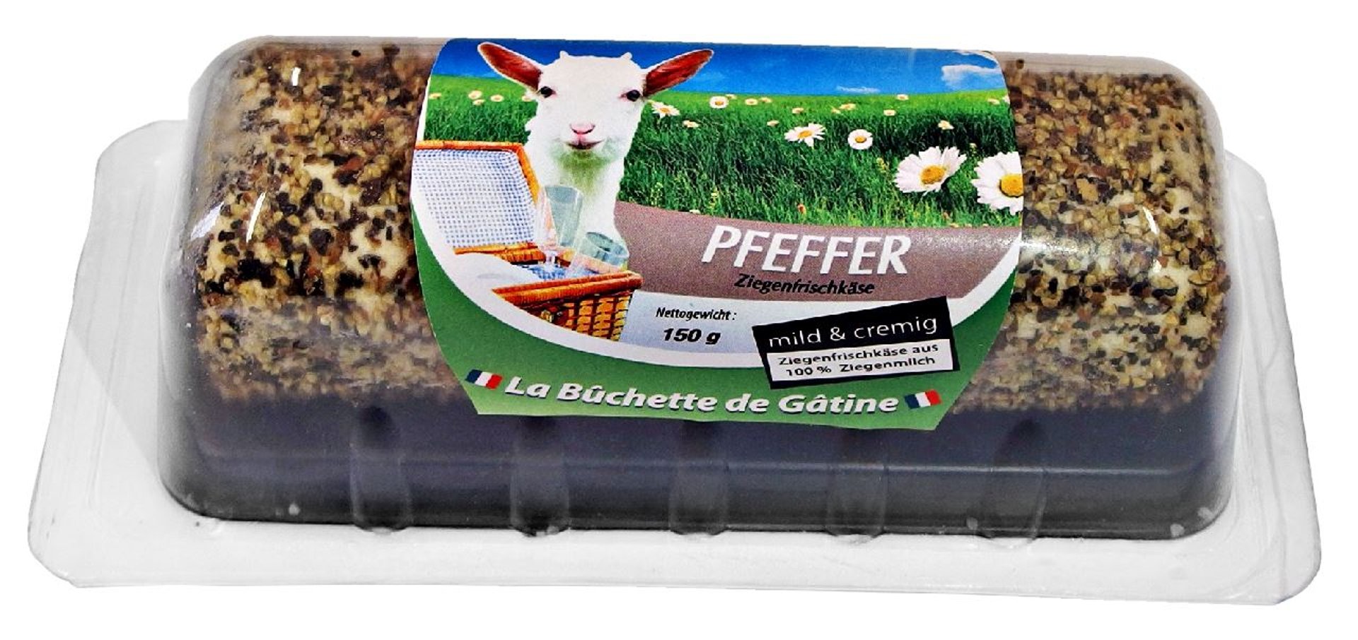 La Buchette de Gatine - Ziegenfrischkäse-Rolle Pfeffer 45 % Fett i. Tr. - 150 g Stück