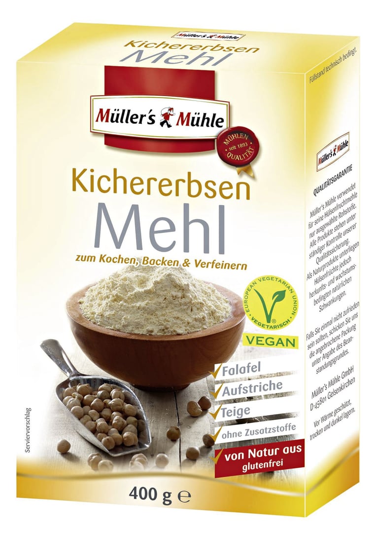 Müller's Mühle Kichererbsenmehl 400 g Packung