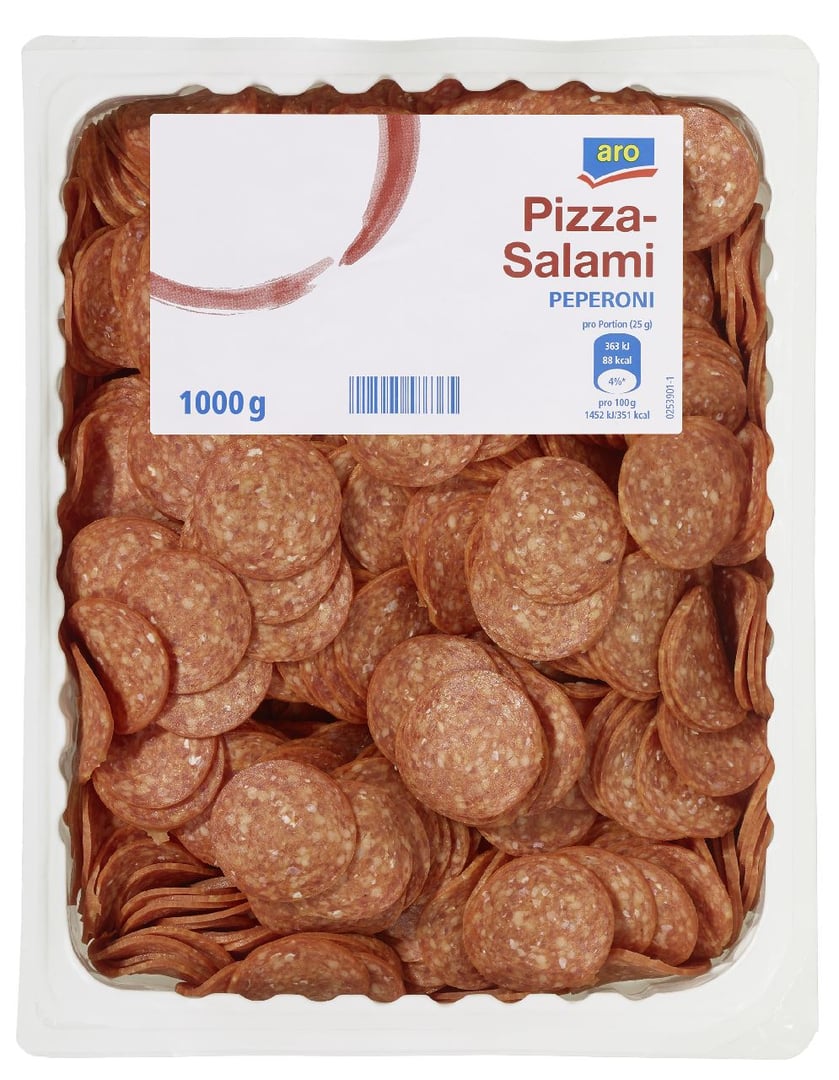 aro - Pizza Salami Peperoni geschnitten ca. 35 mmm - 1 kg Packung