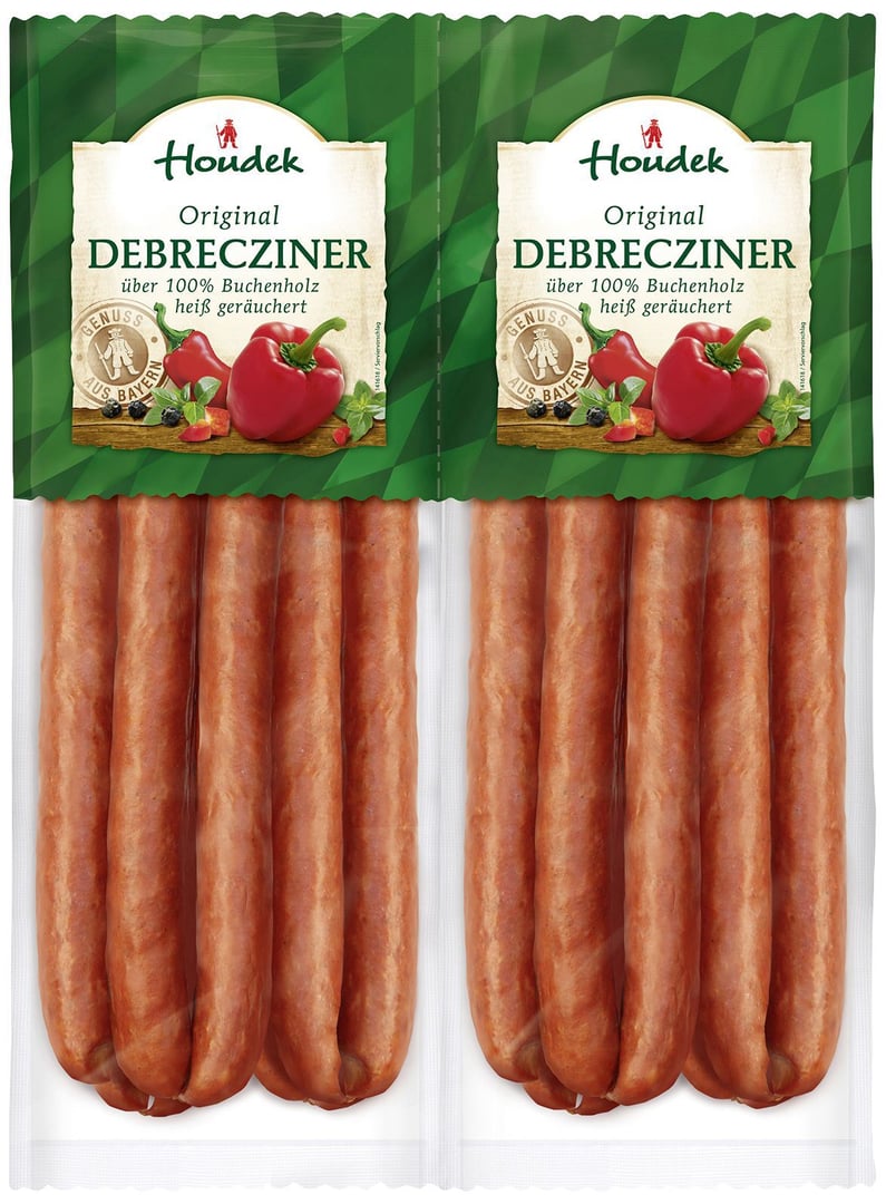 Houdek - Debrecziner geräucherte Brühwurst aus Rind- und Schweinefleisch, pikant 700 g Packung