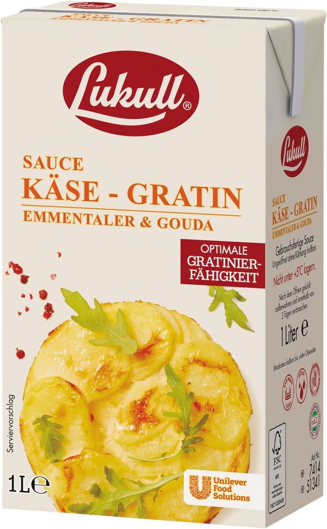 Lukull - Käse Gratin Sauce mit Emmentaler & Gouda 1 l Beutel