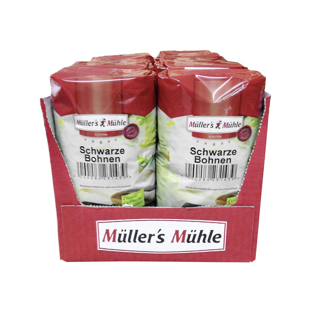 Müller's Mühle schwarze Bohnen fein 10 x 1 kg Packungen