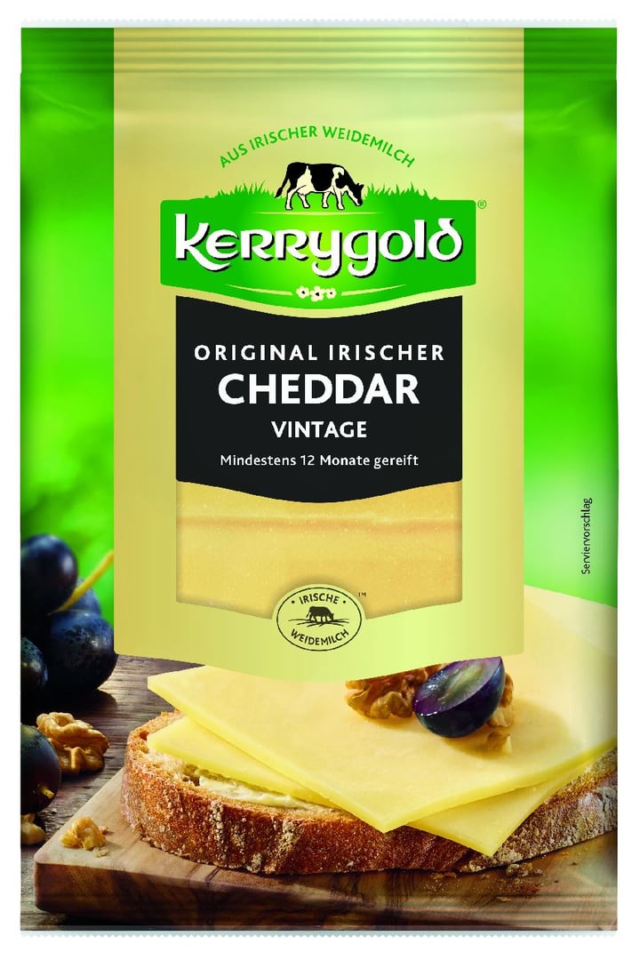 Kerrygold - Irischer Cheddar Vintage Scheiben 50 % Fett i. Tr. Hartkäse - 125 g Packung