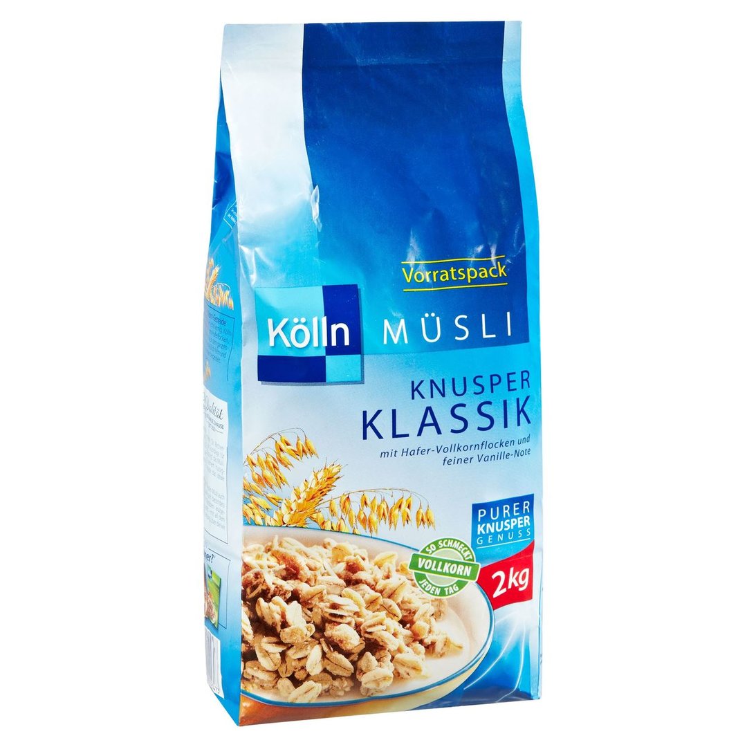 Kölln - Müsli Knusper Klassik Mix aus Vollkorn-Getreideerzeugnis mit Vanille-Note 2 kg Beutel