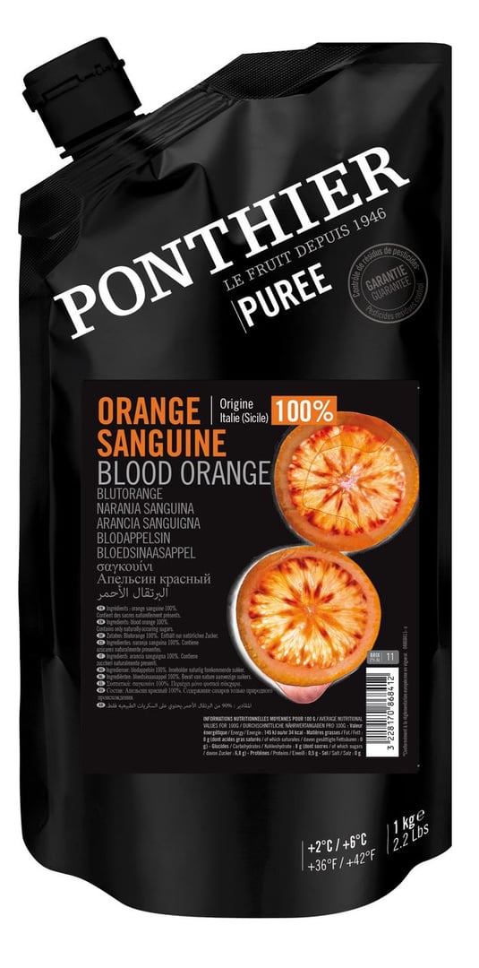 Ponthier - Blutorangen Püree - 1 kg Beutel