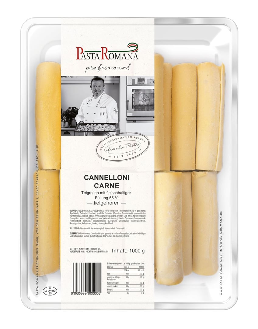 Pasta Romana - Canneloni Con Carne gefüllt mit Rind- und Schweinefleisch 1 kg Beutel