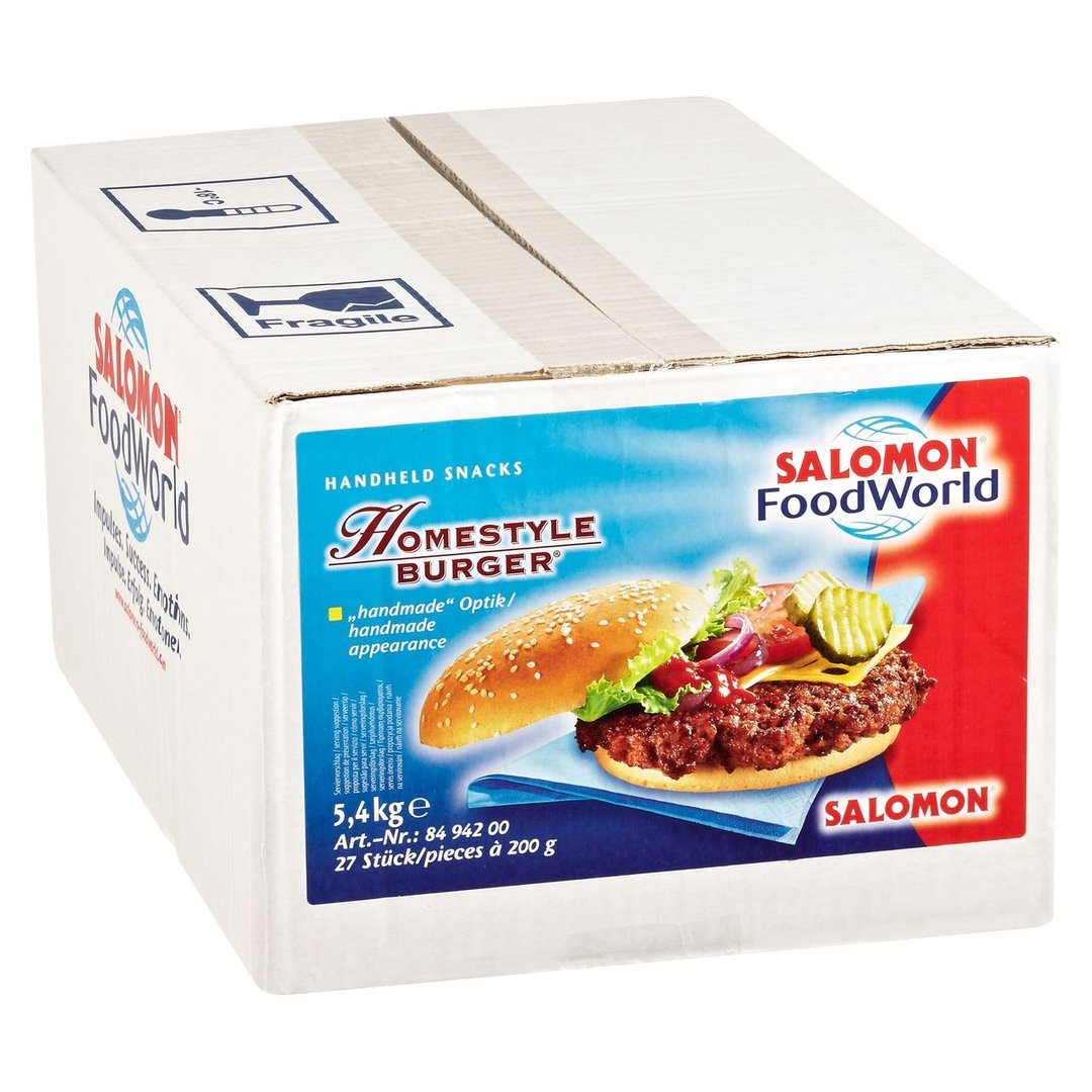 SALOMON FoodWorld - Homestyle Burger tiefgefroren - 27 x 200g - 5,40 kg Karton