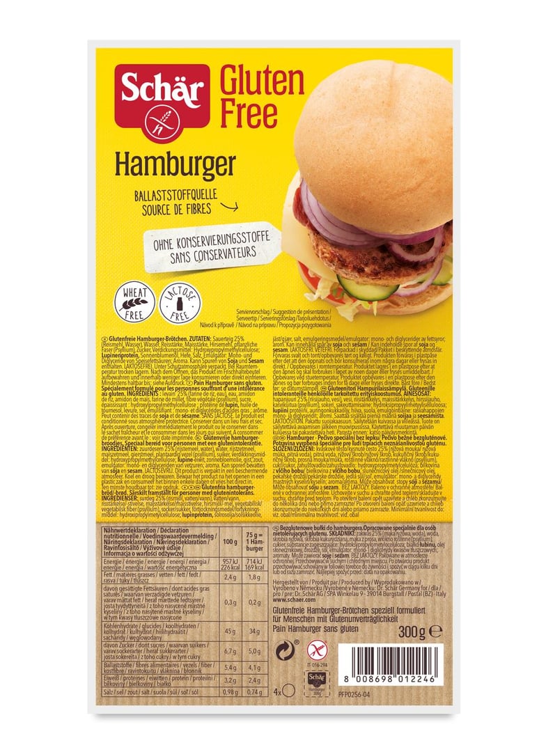 Schär - Gluten Free Hamburger - 300 g Beutel