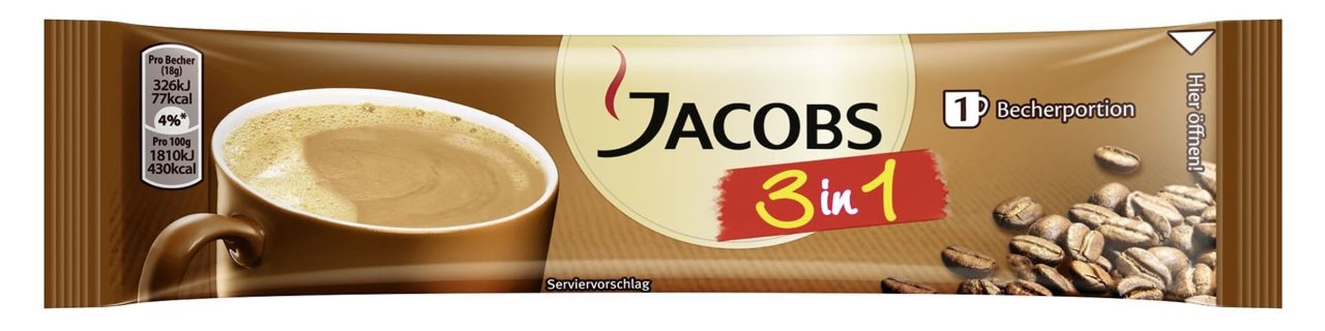 Jacobs - 3 in 1 Instant, 10 Stück á 18 g 180 g Packung