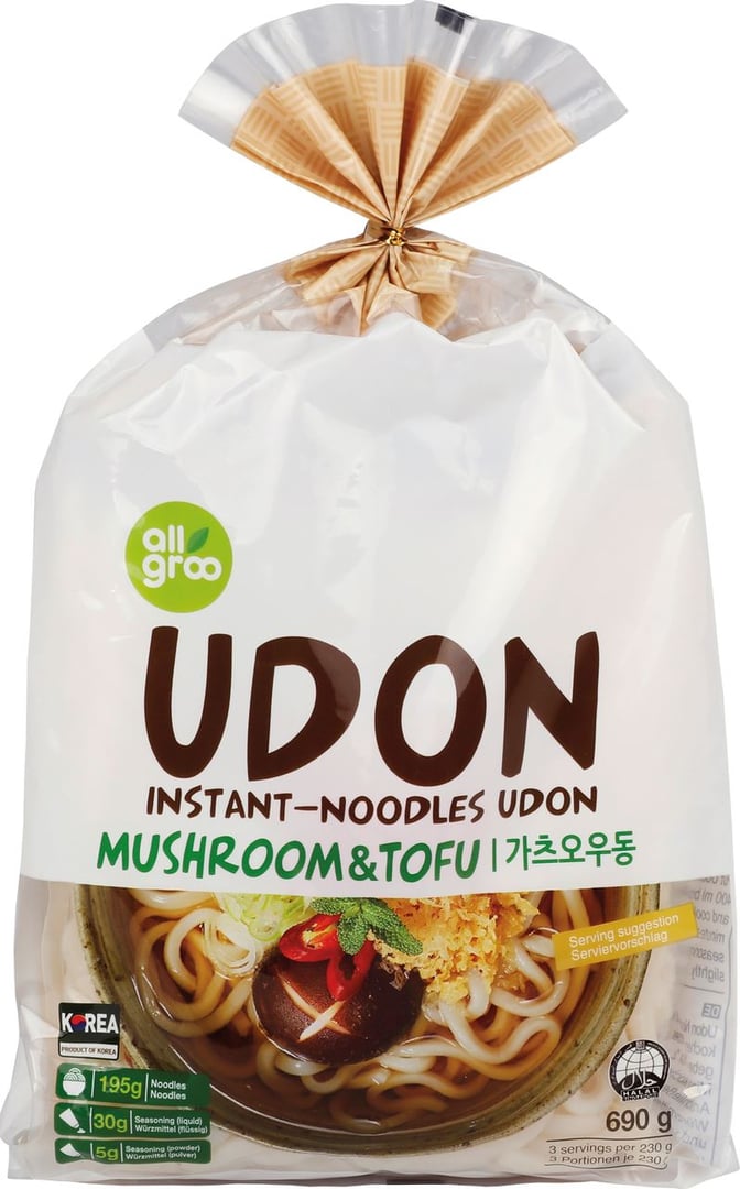 Allgroo - Udon Nudeln Tofu-Pilz - 690 g Kiste