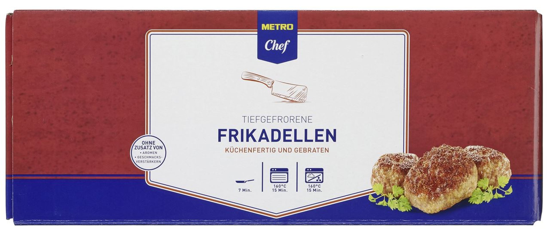METRO Chef - Frikadellen tiefgefroren, gebraten, aus Schweine- und Rindfleisch, 64 Stück à ca. 125 g, deutsche Herstellung ca. 8 kg Karton