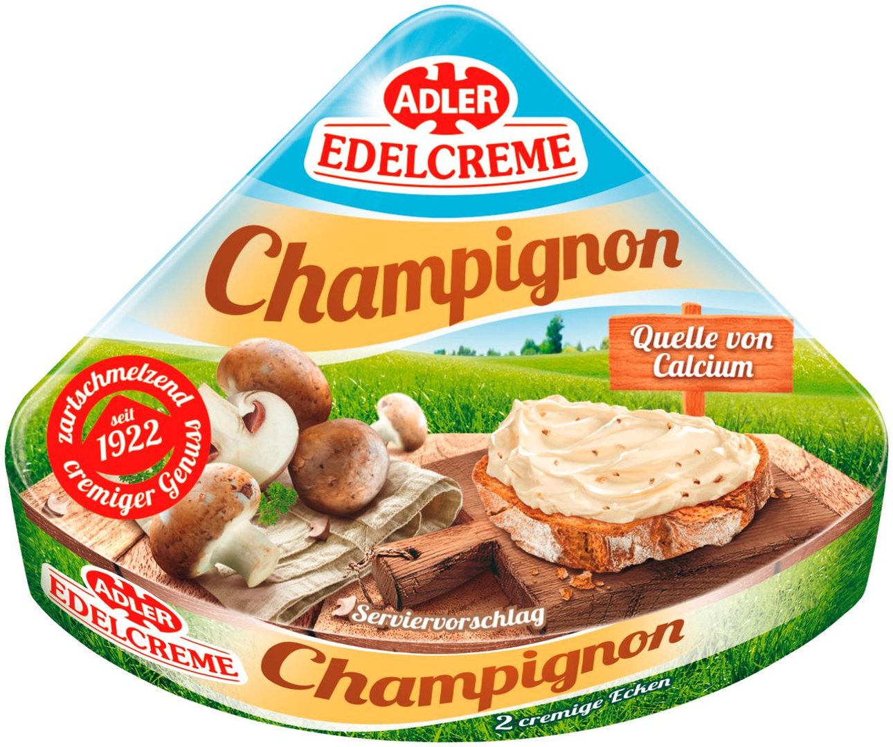 Adler - Edelcreme Champignon 57 % Fett i. Tr. Schmelzkäsezubereitung 100 g Stück