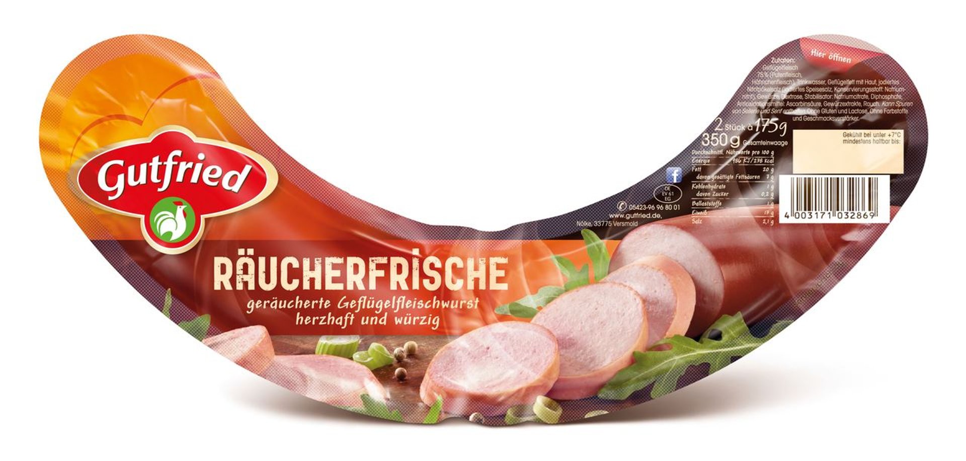 Gutfried - Würzige Geflügelfleischwurst - 350 g Vac.-Dose