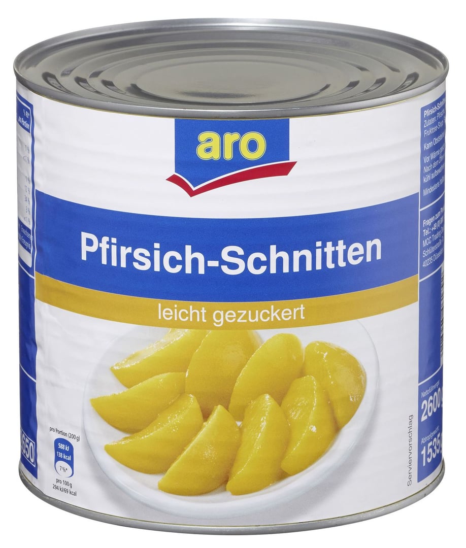 aro - Pfirsich-Schnitten leicht gezuckert - 2,65 l Dose