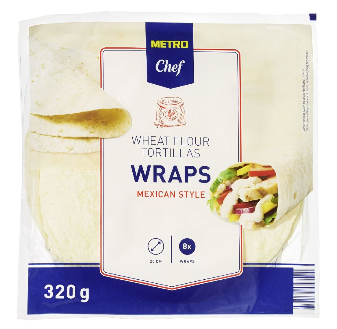 METRO Chef - Weizen Wraps Mexican Style Ø 20 cm 8 Stück - 14 x 320 g Packung