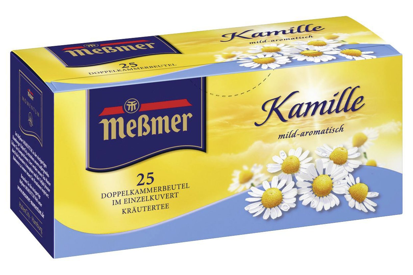 MEßMER - Kräutertee Kamille mild-aromatisch, 25 Teebeutel - 12 x 38 g Karton