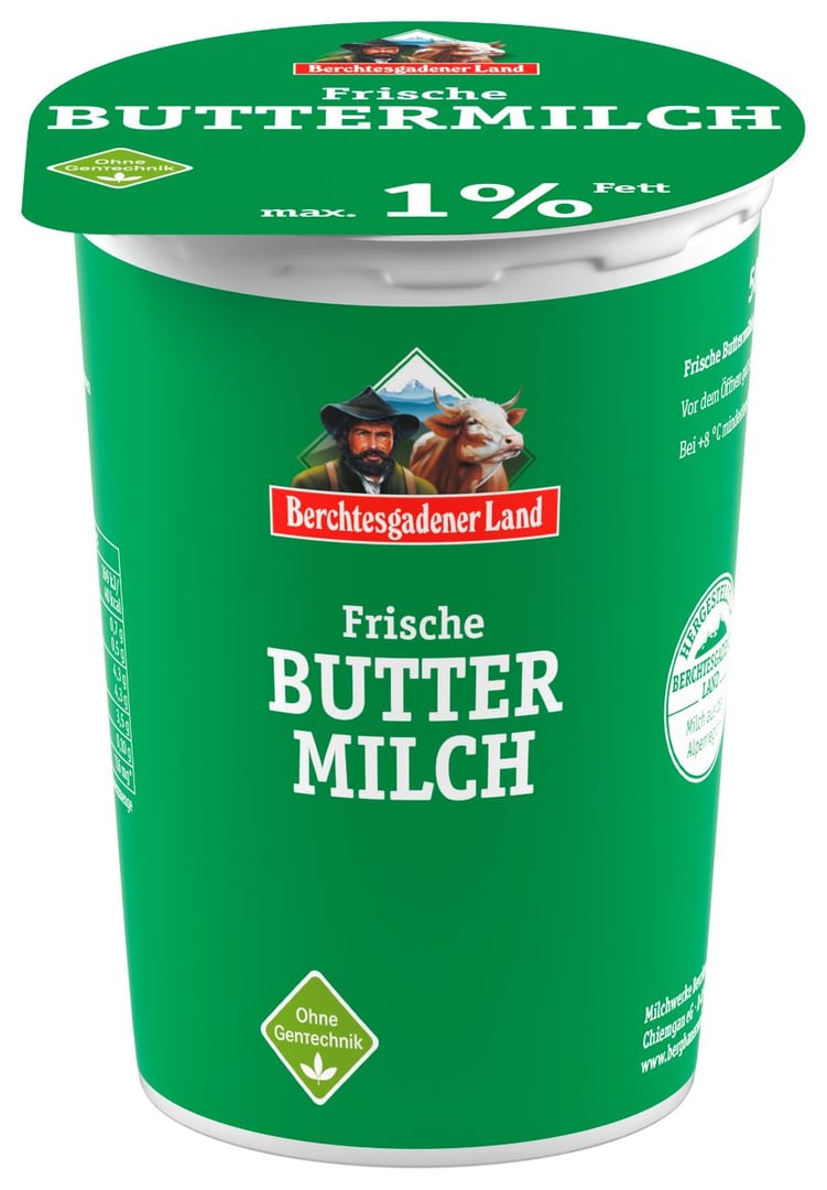 Berchtesgadener Land - Frische Buttermilch 0,7 % Fett - 1 x 500 g Becher