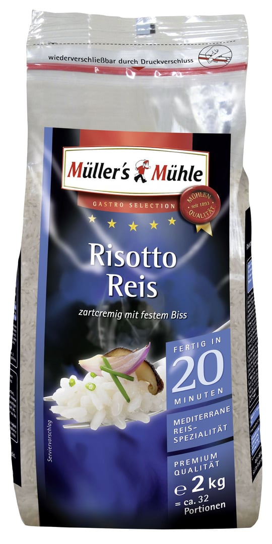 Müller's Mühle Risotto Reis Rundkorn Reis, lose 2 kg Beutel