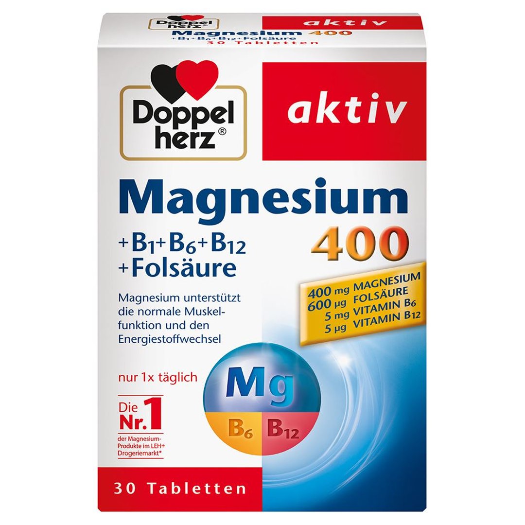 Doppelherz Magnesium 400 mg + B1 + B6 + B12 + Folsäure 30 Tabletten