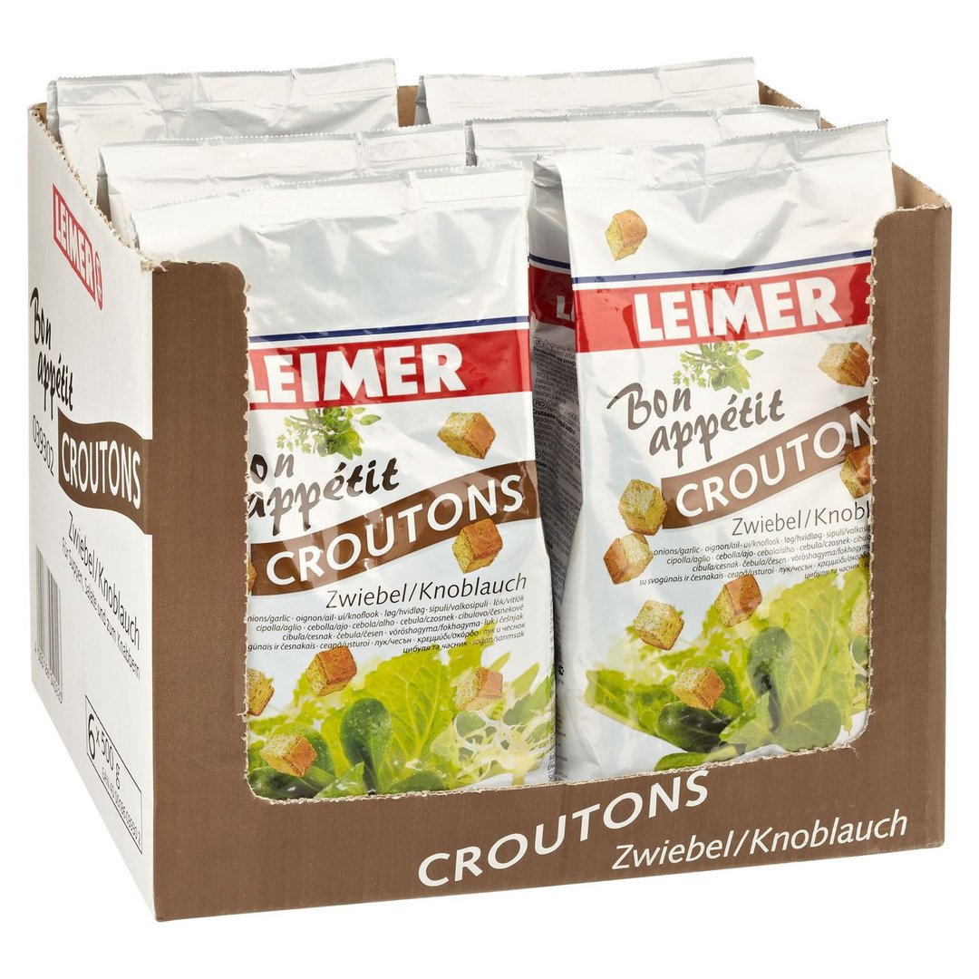 Leimer - Bon appétit Croutons Zwiebel/Knoblauch ZWIEBEL KNOBLAUCH - 6 x 500 g Beutel