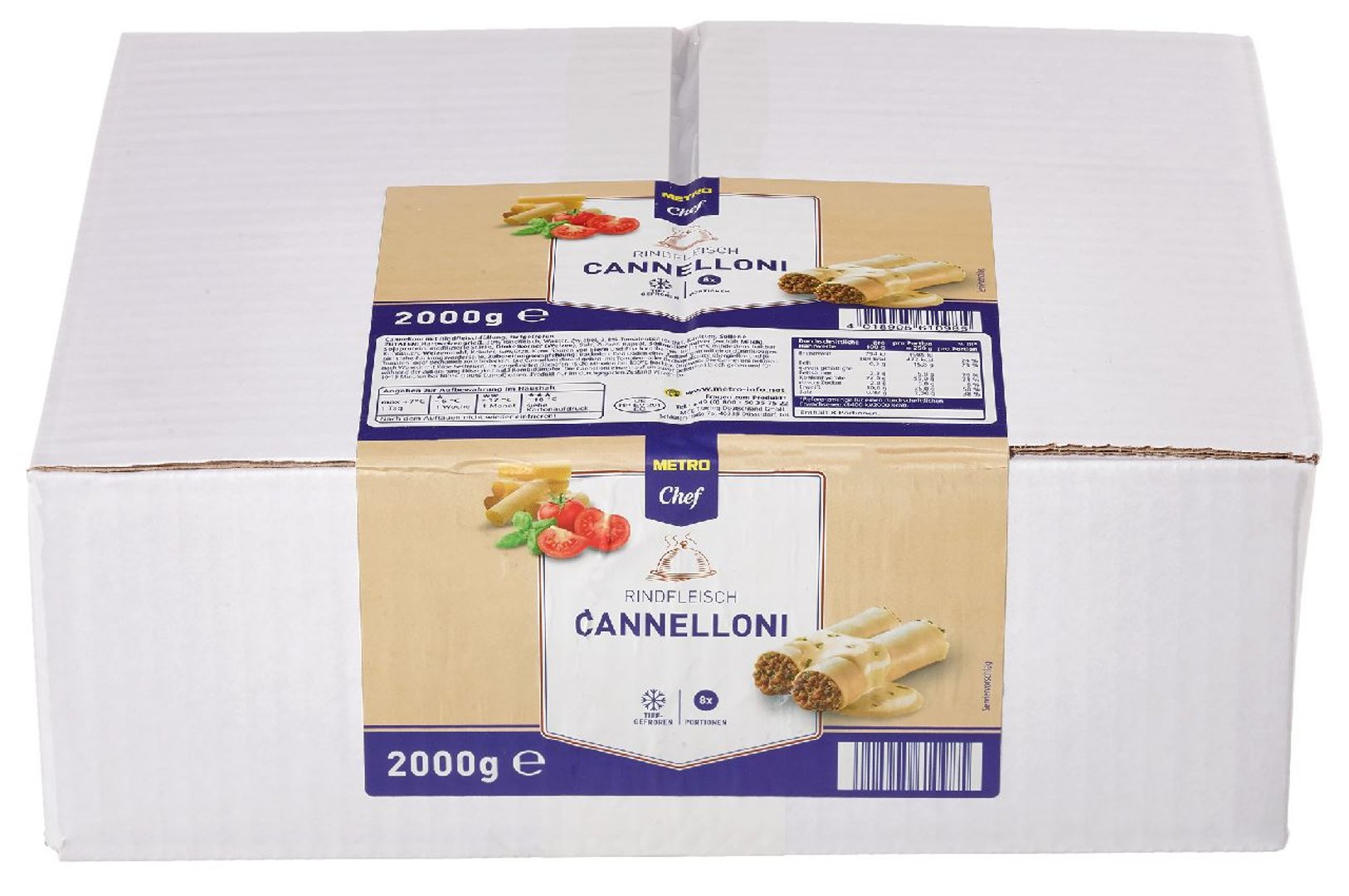 METRO Chef - Cannelloni mit Rindfleisch tiefgefroren - 2 kg Packung