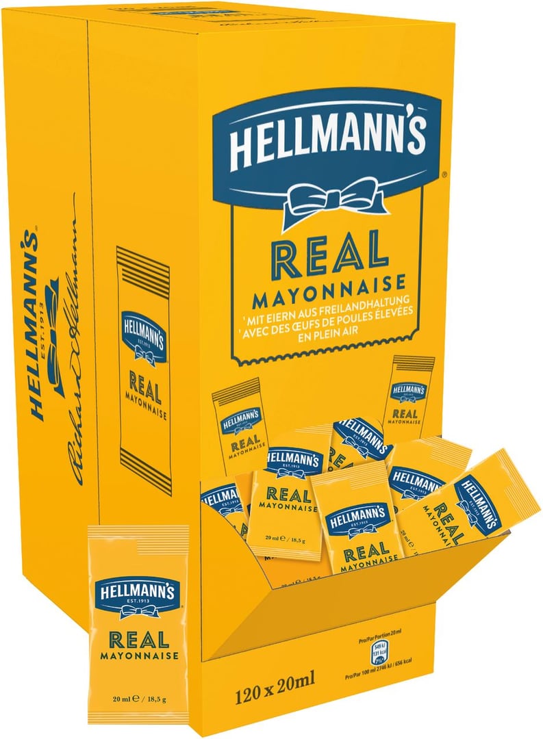 Hellmann's Real Mayonnaise 120 Portionspackungen à 20 ml - 2,4 l Packung