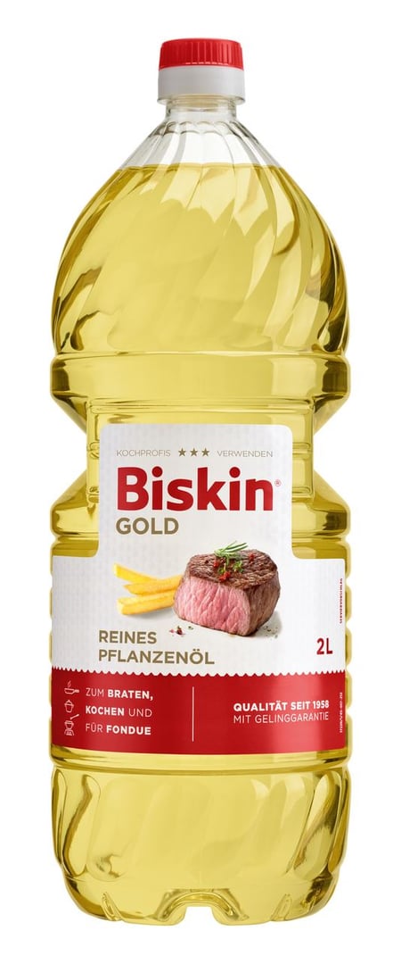 Biskin - Gold reines Pflanzenspeiseöl geschmacksneutral 2 l Flasche