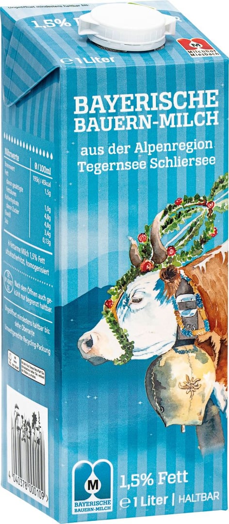 Bayerische Bauern - H-Milch 1,5 % Fett - 1 x 1 l Karton
