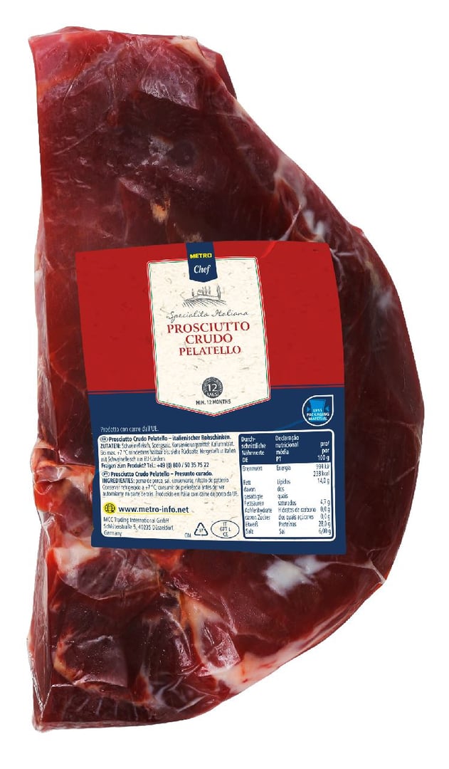 METRO Chef - Prosciutto Crudo Pelatello - 1 kg Kilogramm