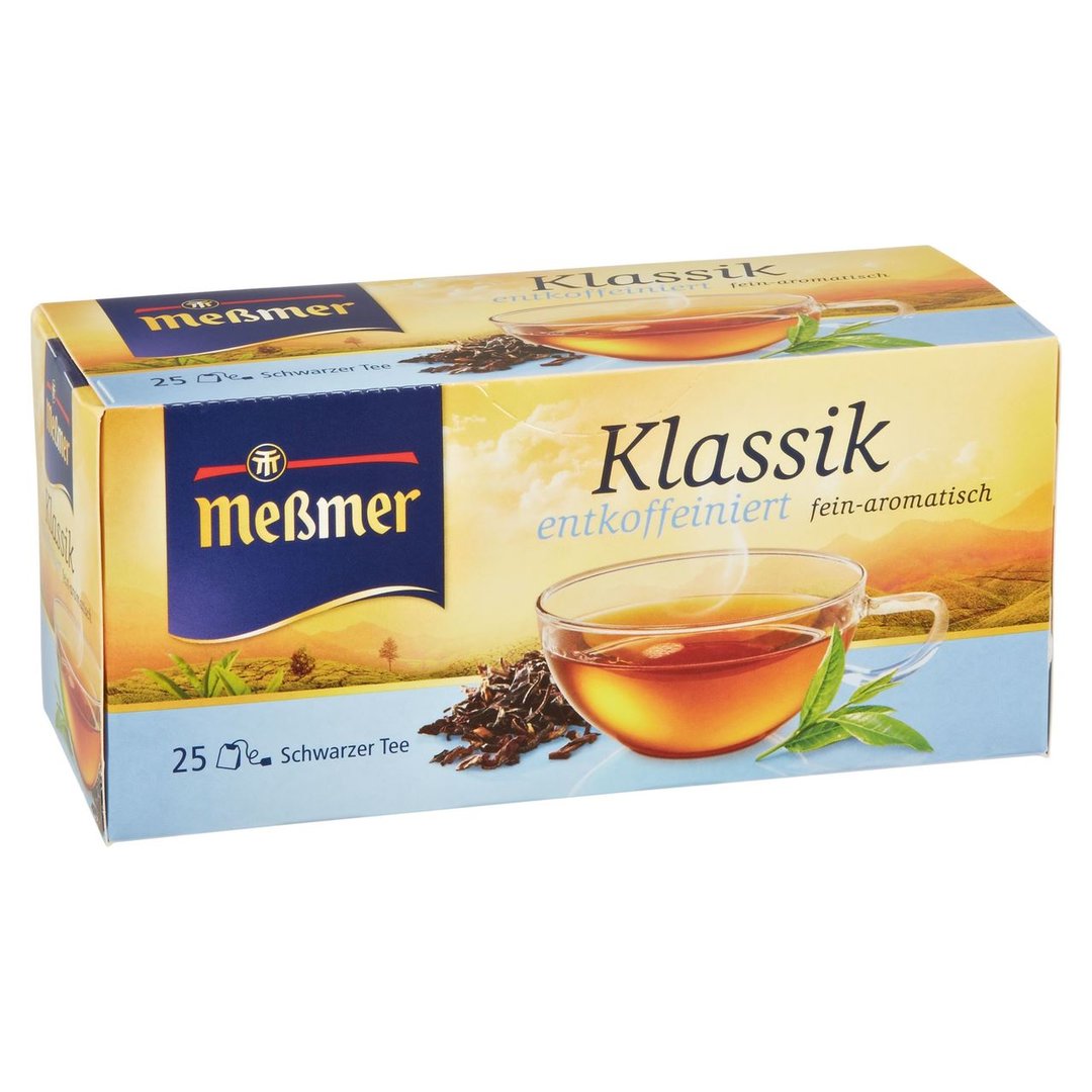 MEßMER - Klassik Schwarztee entkoffeiniert Teebeutel - 12 x 44 g Tray