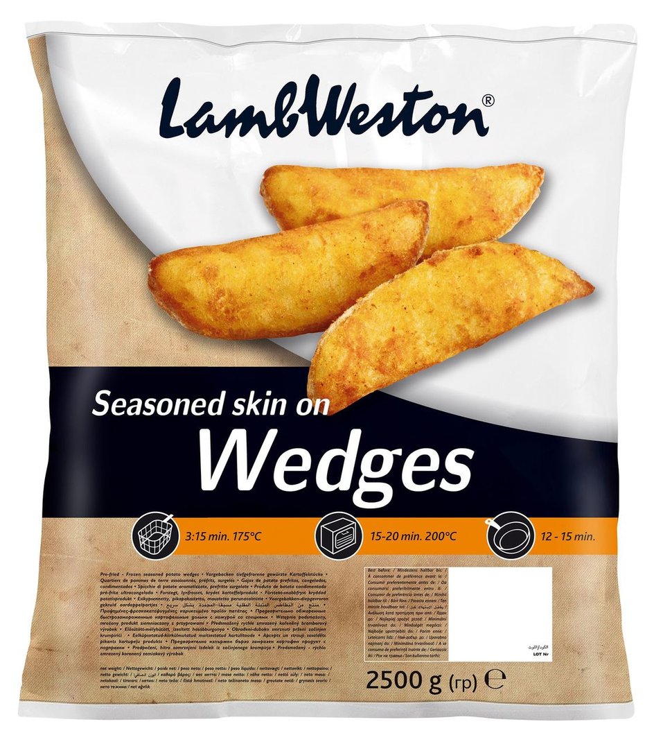 Lamb Weston - Seasoned skin on Wedges tiefgefroren, gewürzt 4 x 2,5 kg Beutel