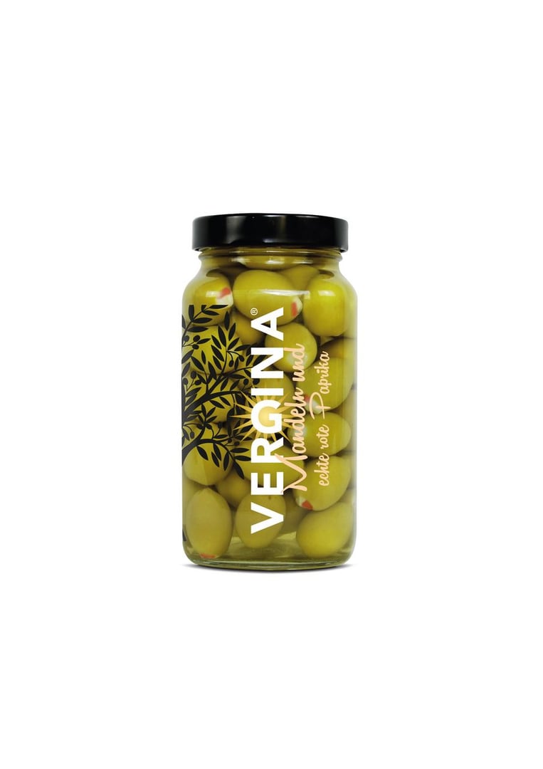 Vergina - Griechische Oliven Grün Mandel/Paprika - 700 ml Tiegel