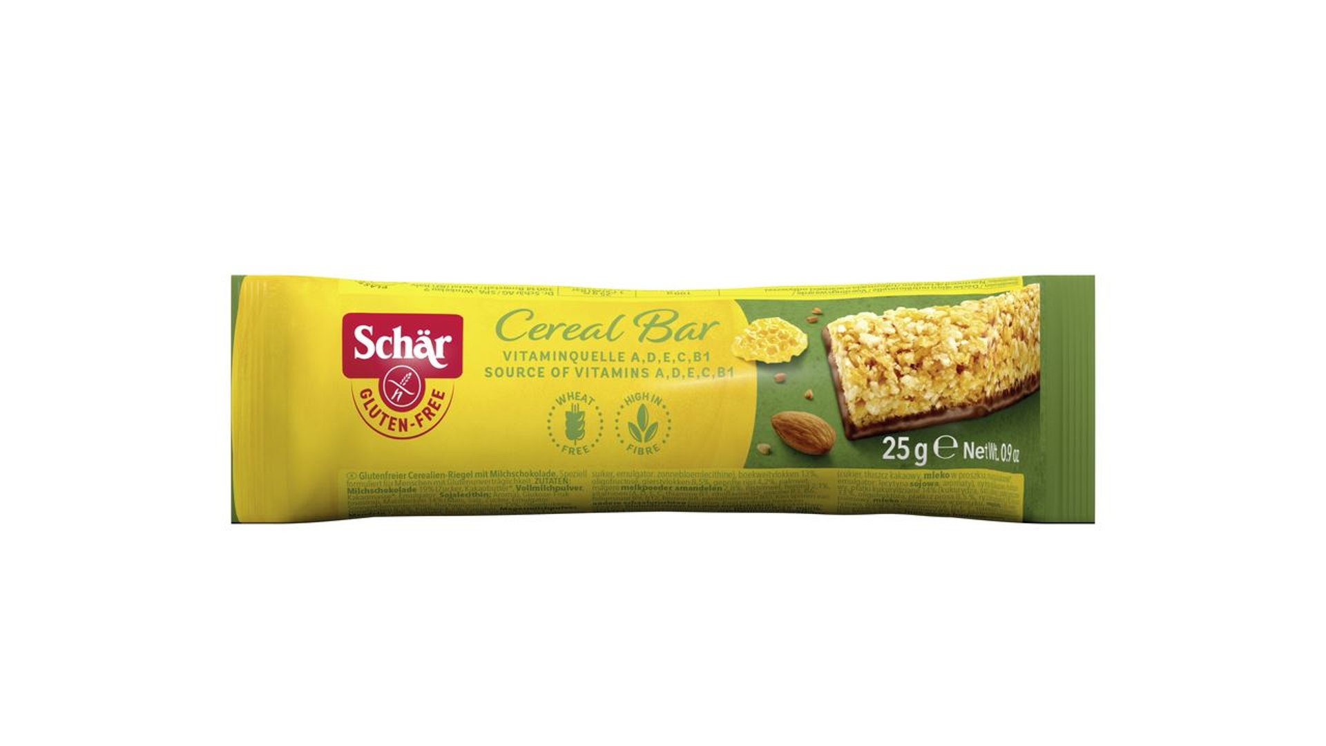 Schär - Cereal Bar Glutenfreier Cerealien-Riegel mit Milchschokolade 25 g