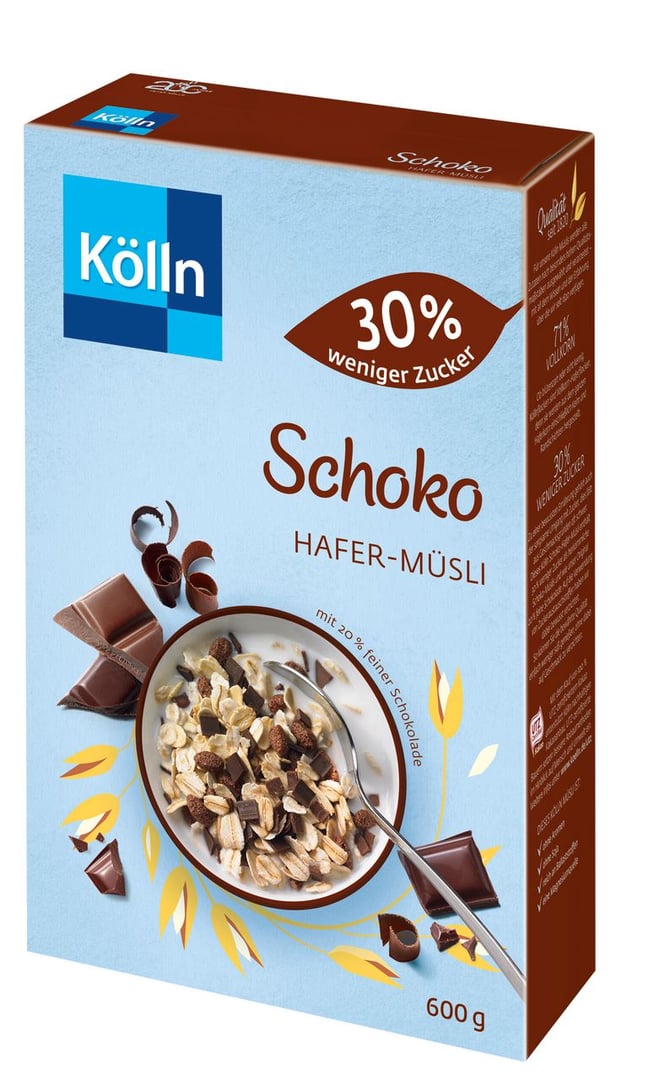 Kölln - Müsli Schoko 30% weniger Zucker - 1 x 600 g Schachtel