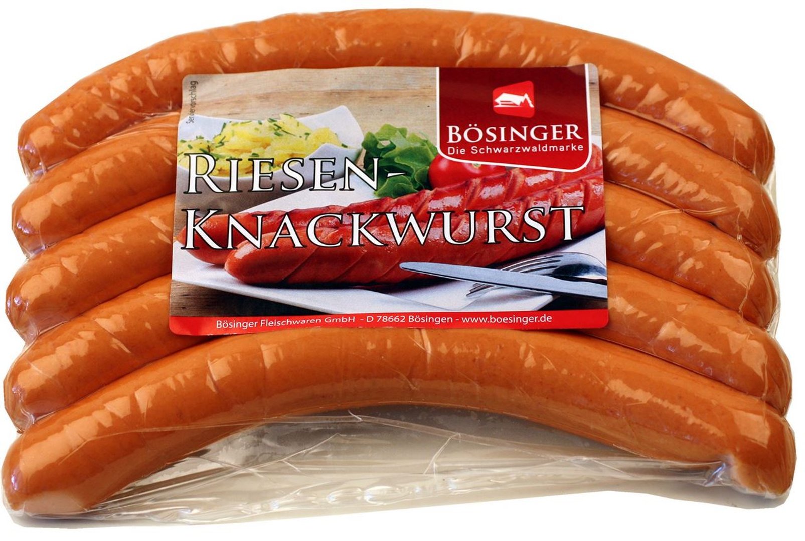 Bösinger - Riesenknacker gekühlt aus Schweinefleisch 5 Stück à 180 g - 1 x 900 g Karton