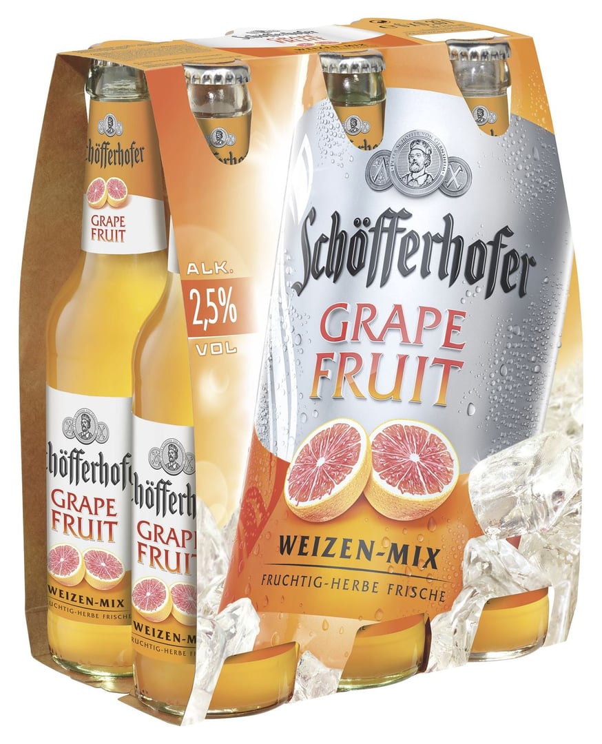 Schöfferhofer - Hefeweizen mit Grapefruit mit Grapefruitgeschmack 6 x 0,33 l Flaschen