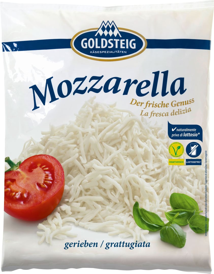 Goldsteig - Mozzarella gerieben 45 % Fett - 1 x 2 kg Stück