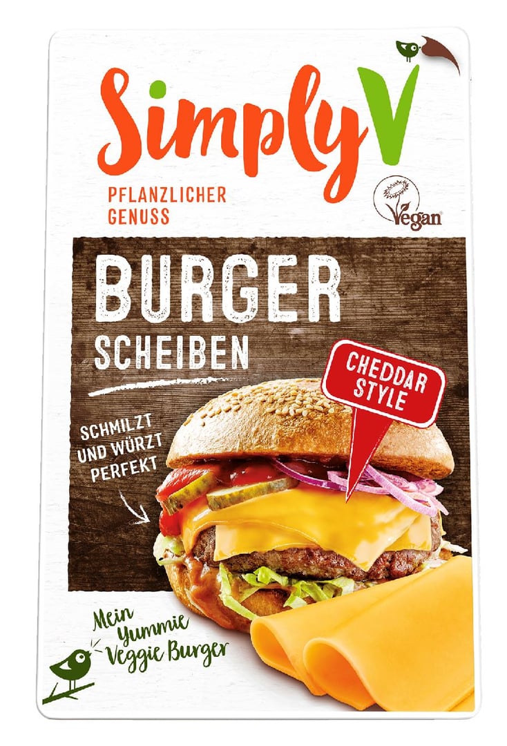 Simply V - Burgerscheibe Cheddar-Style, vegan, gekühlt - 150 g Stück