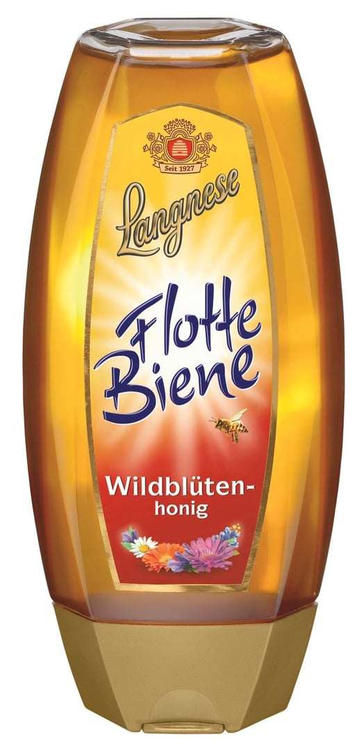 Langnese - Flotte Biene Wildblüten-Honig im Spender flüssig - 8 x 500 g Flaschen