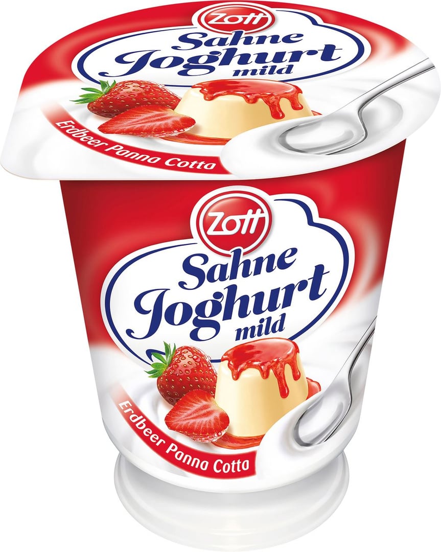 Zott - Sahne Joghurt Panna Cotta Erdbeere gekühlt - 140 g Becher