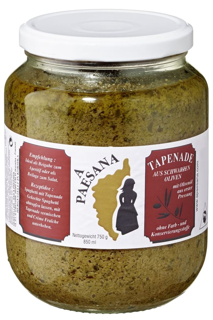 A Paesana - Tapenade aus schwarzen Oliven - 850 g Glas