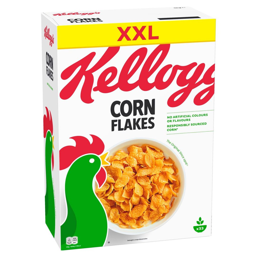Kellogg's Corn Flakes Frühstücksflocken aus Mais - 4 x 1 kg Karton