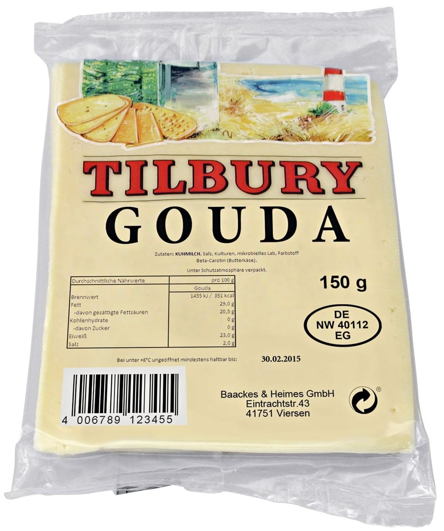 Tilbury - Gouda Scheiben 48 % Fett 150 g Packung