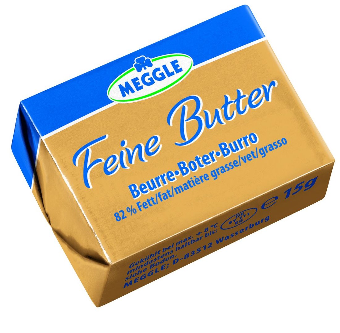 Meggle - Feine Butter 82 % Fett, 100 Portionen à 15 g - 1,5 kg Karton