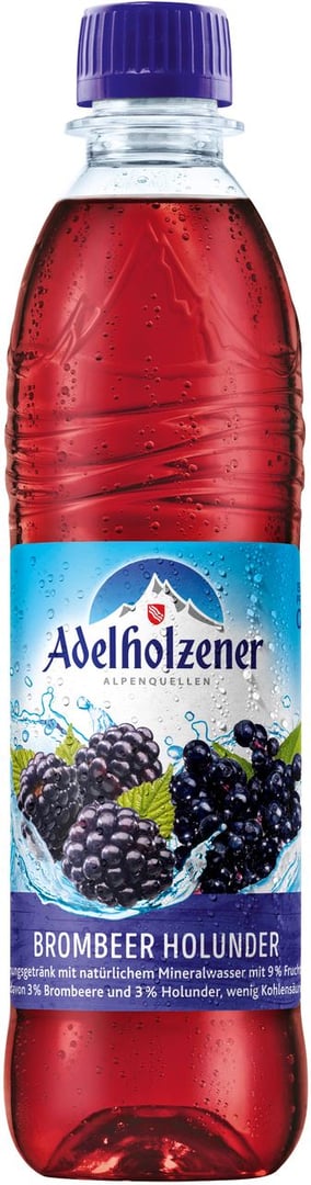 Adelholzener - Brombeer-Holunder Erfrischungsgetränk PET Mehrweg - 12 x 500 ml Flasche