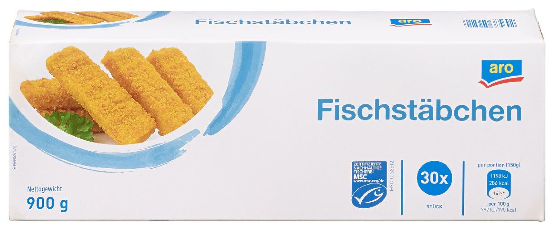 aro - MSC Fischstäbchen 30 Stück à ca. 30 g, tiefgefroren - 900 g Packung