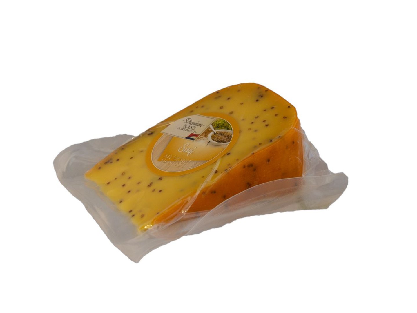 Delina - Gouda Käse Stück mit Senf 50 % Fett i.Tr. gekühlt - 250 g Stück